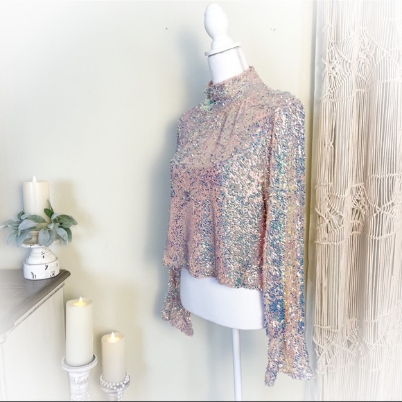 Free People Moonstruck Sequin Open Back Top - Picture 4 of 13